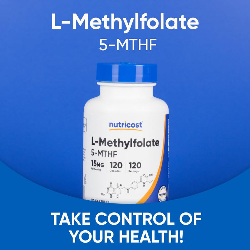 Nutricost L-Methylfolate 15mg, 120 Capsules (5-MTHF) Gluten-Free, Vegan | GMO-Free 120 Count (Pack of 1)