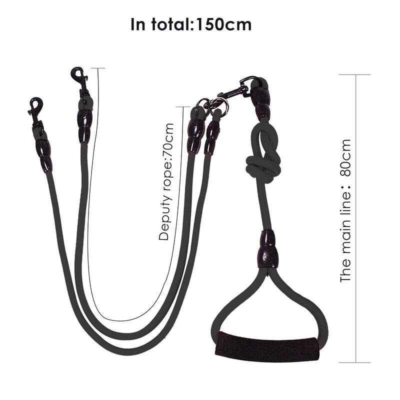 Petyoung 2/3/4 Way Pet Walking Couplers Lead Nylon Braided Rope No Tangle Dog Walking Tracks for 2/3/4 Dogs 4 Way Black - BeesActive Australia