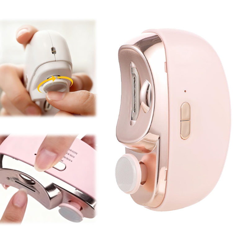Electric Nail Clipper, 2 in 1 Electric Nail Clippers for Seniors and Adults, Baby Automatic Nail Clipper with Polishing, Light & Storage, Smart Nail Clipper 2-Speed for Fingernail (Pink) Pink - BeesActive Australia