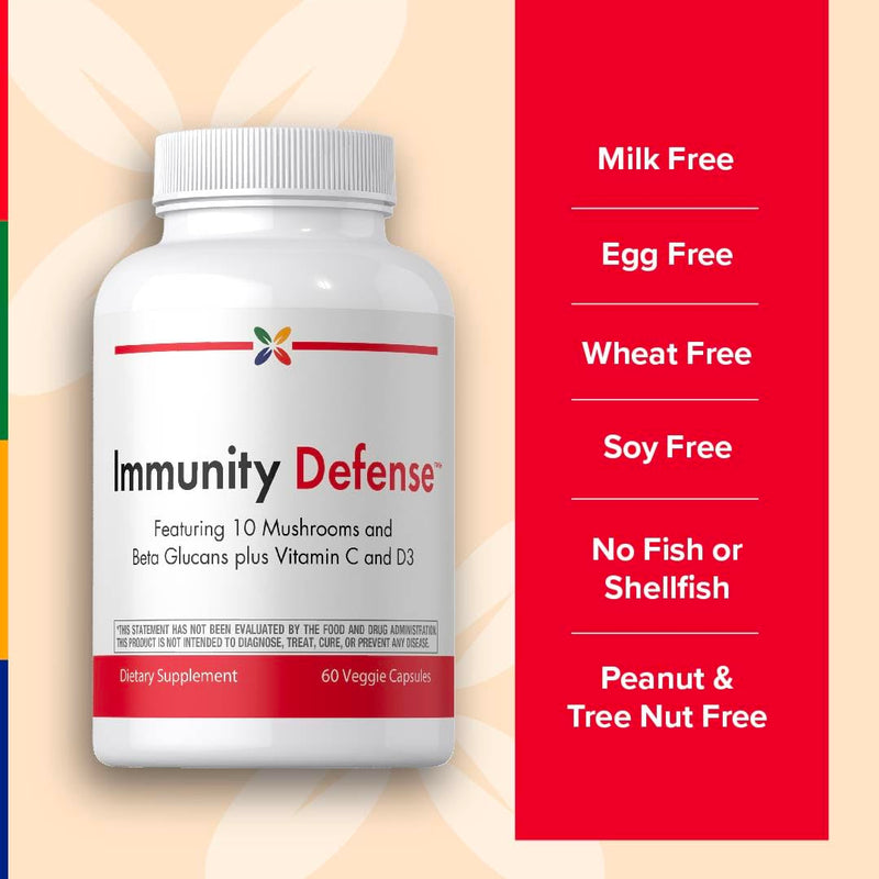 Stop Aging Now - Immune Support - with Vitamin C, Vitamin D3 and Mushroom Complex - 60 Vegetarian Capsules