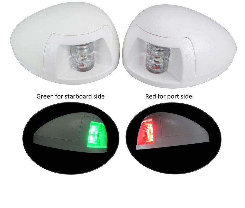 Pactrade Marine Boat Navigation Lights Red and Green LED Side Lights (Horizontal Mount) - 2 NM White Housing | Green Starboard Red Port Navigation Lights for Boats LED - BeesActive Australia