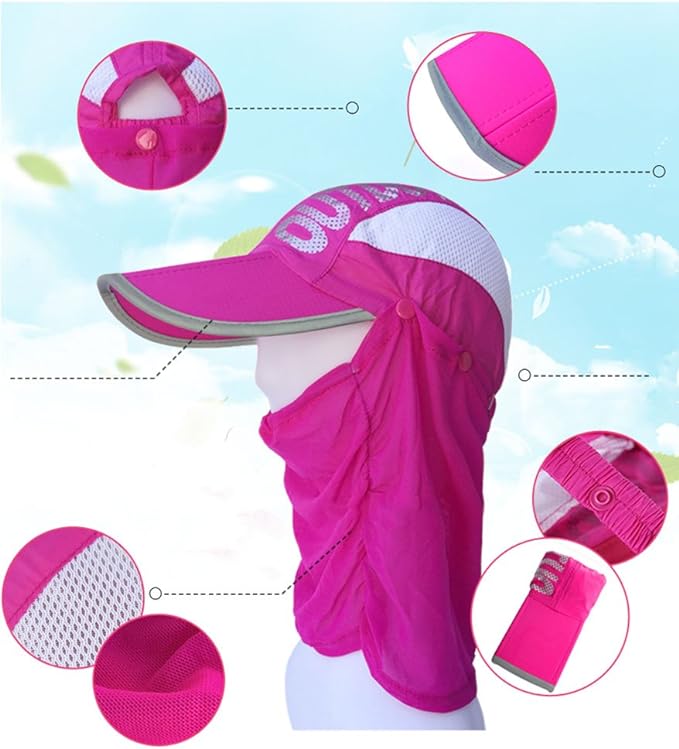 Yokiyo Sun Hat, Face Mask, Neck Cover, Large, Thin, Clean, Face and Neck, Sun Protection, UV Protection, Sun Protection, Women's, Outdoor, Folding - BeesActive Australia