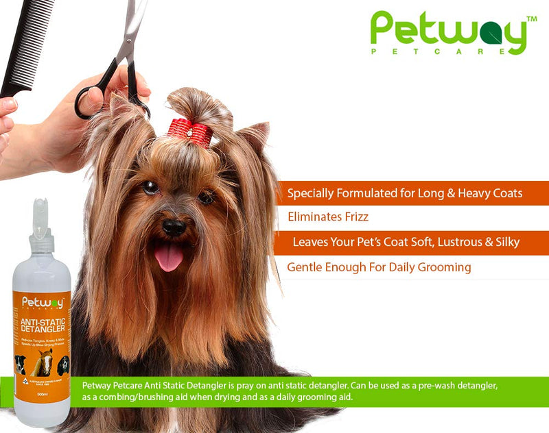 Petway Petcare Anti-Static Detangler, Dematting Spray for Dogs, Cats And Horses, Free of Phosphates, Parabens & Enzymes, Tangle Remover, Daily Grooming Aid, Soap & No Artificial Fragrence added, 500ml 500 - BeesActive Australia