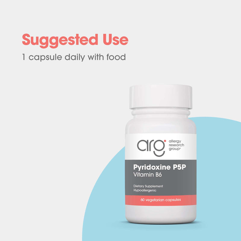 ARG Pyridoxine P5P Active Vitamin B6 Formula, 60 Capsules | Pyridoxal-5-Phosphate Active Vitamin B6 for Amino Acid and Lipid Metabolism Support, Hypoallergenic Formula