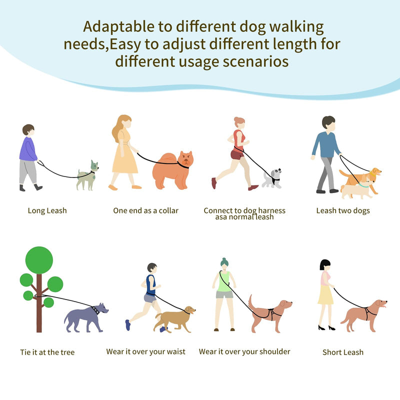 Hands Free Dog Leash, 4.25FT - 9FT Multifunctional Crossbody Waist Leash for Dogs Walking Reflective Running Dog Leashs for Medium and Large Dogs Walking,Jogging,Running,Training (Blue) Blue - BeesActive Australia