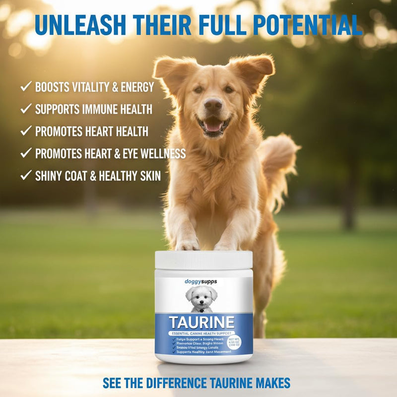 Doggy Supps Taurine, Doggy Supps Taurine Supplement for Dogs, Immune Support, Boost Energy, Skin & Coat Health for Heart, Vision & Daily Wellness, 3.99oz/PCS (2PCS) 2PCS