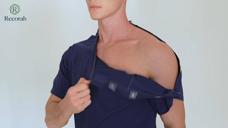 Magnetic Post Surgery Shirt for Men Women Tear Away Clothing Easy One-Handed Dressing Shoulder Surgery IV Access Dialysis 4X-Large Medical Blue
