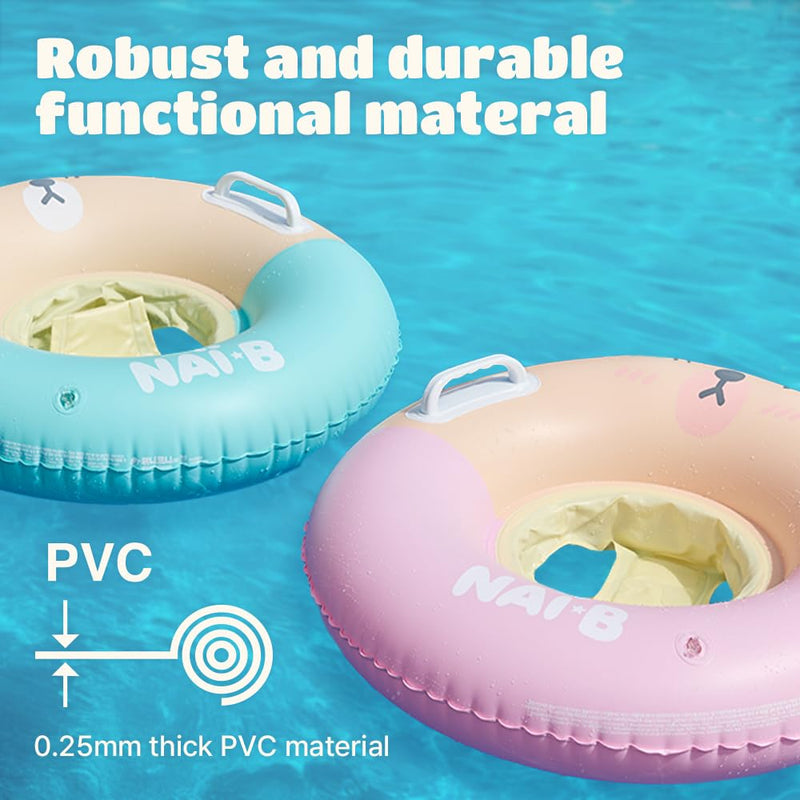 NAI-B Toddler Float Tube, Inflatable Swimming Pool Ring with Seat, Blow up Swim Training Aid Float Ring for 2-5 Year Old Boys Girls Toddler Kids Pink - BeesActive Australia