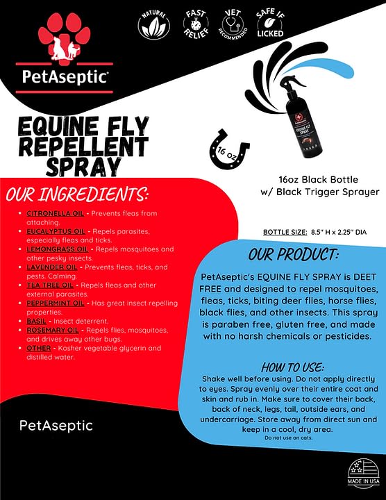 Fly and Bug Repellent Spray for Horses | DEET Free | Repels Mosquitos, Fleas, Ticks, Deer Flies, Horse Flies, Black Flies, Yellow Flies & More | All Natural | No Harsh Chemicals |16oz Spray Equine Fly Spray 16oz - BeesActive Australia