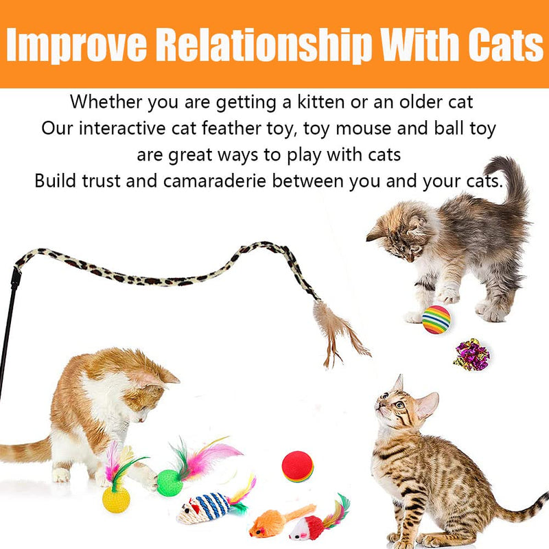 21 Pcs Cat Toys for Indoor Cats Collapsible Cat Tunnel Interactive Feather Teaser Wand Ball Toy for Kitten Cats Black - BeesActive Australia