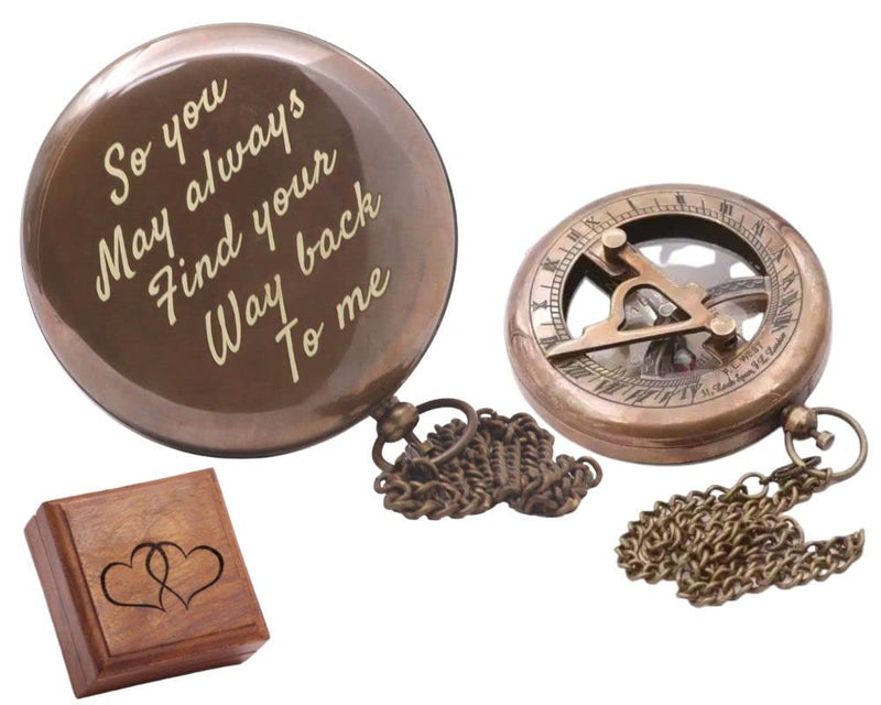 Compass – Brass Directional Vintage Compass Engraved with “Find Your Way Back to Home” Inspirational Gifts for Women/Men Baptism 2026 Communion Christian Motivational Quote Way Back To Me - Wood Box
