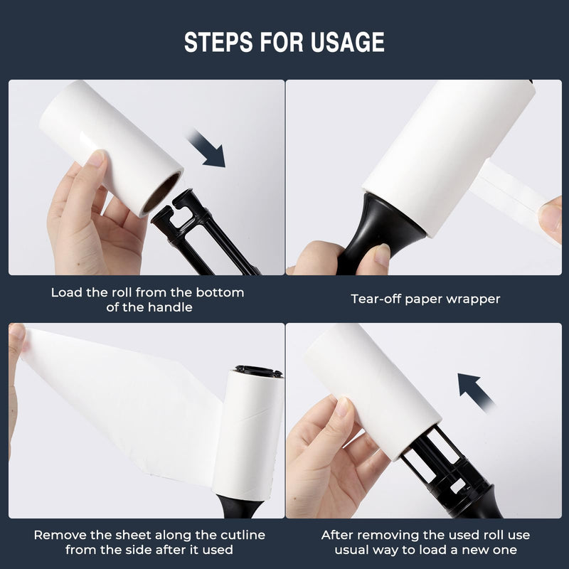 Vinabo lint roller 6 rolls with 60 sheets each + 1 dispenser, extra sticky portable lint remover, lint roller for animal hair, lint roller for dust, hair, cat hair, dog hair - BeesActive Australia