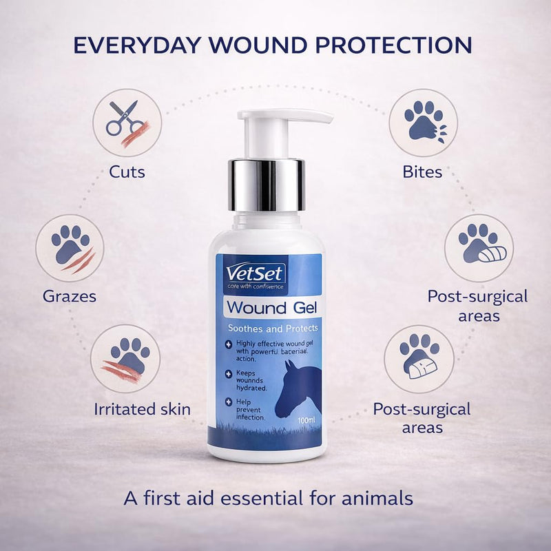 Wound Gel for Dogs, Horses, Cats & Livestock 100ml | Herbal Antibacterial & Antimicrobial Hydrogel Wound Care |Soothes & Protects Cuts, Grazes, Bites & Irritations