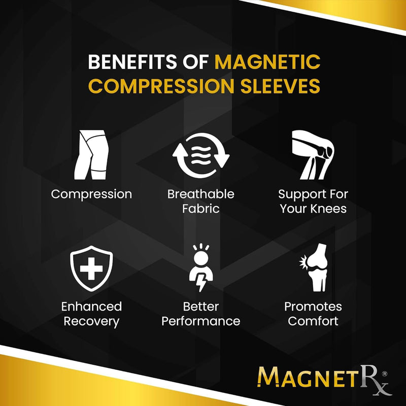 MagnetRX® Magnetic Knee Sleeve – (2-Pack) Effective Compression Knee Brace with Magnets for Knee Comfort & Recovery – Magnetic Knee Brace Support (Large) Large (Pack of 2) Grey - BeesActive Australia