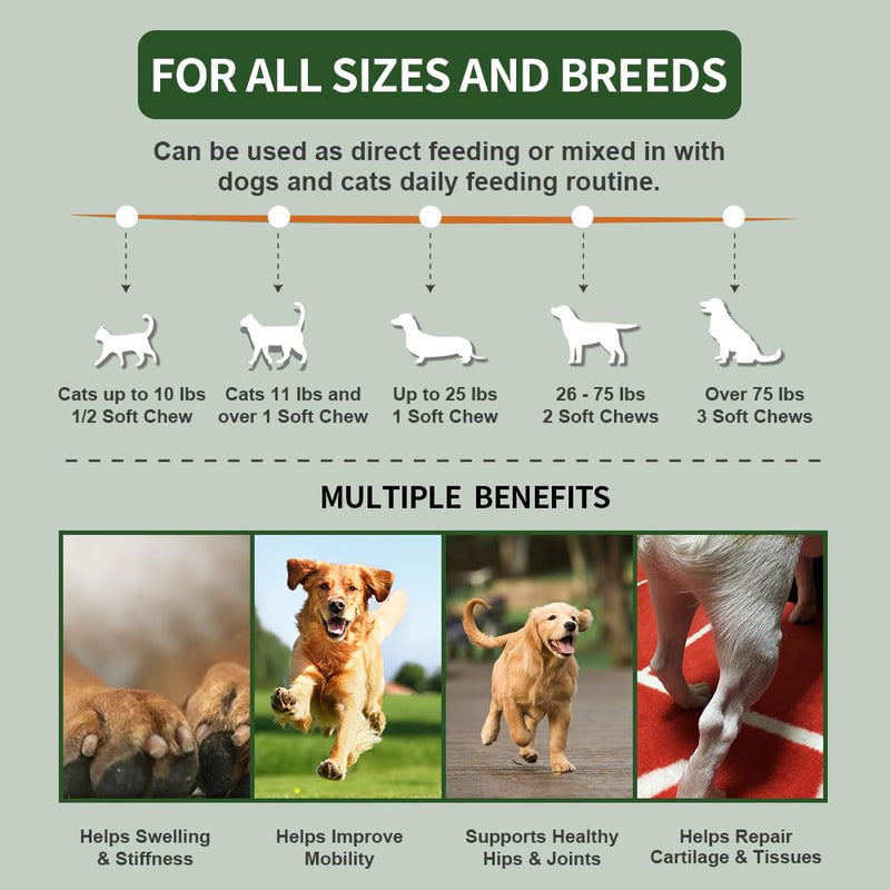 Green Lipped Mussel for Dogs & Cats High Strength Joint Supplement – Glucosamine MSM Chondroitin – Hip & Joint Support, Mobility & Arthritis Care CHEWS (DUCK FLAVOUR)