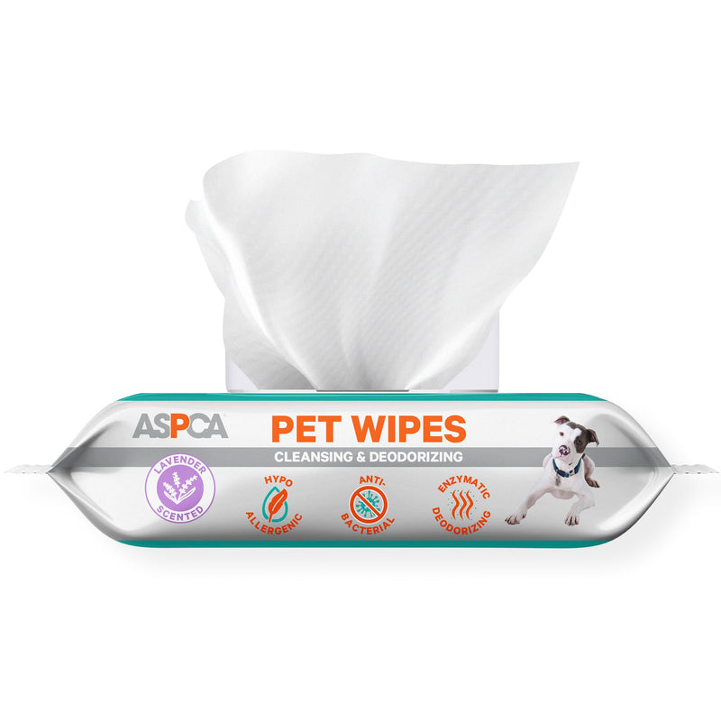 ASPCA Grooming Wipes Hypoallergenic for Dogs & Cats of All Ages, Cleansing & Deodorizing - Lavender Scented - 100pk - PawsPlanet Australia