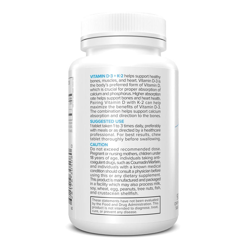 Portions Master Vitamin D3 5000 IU + K2 MK-7, Bone & Heart (60 Capsules)