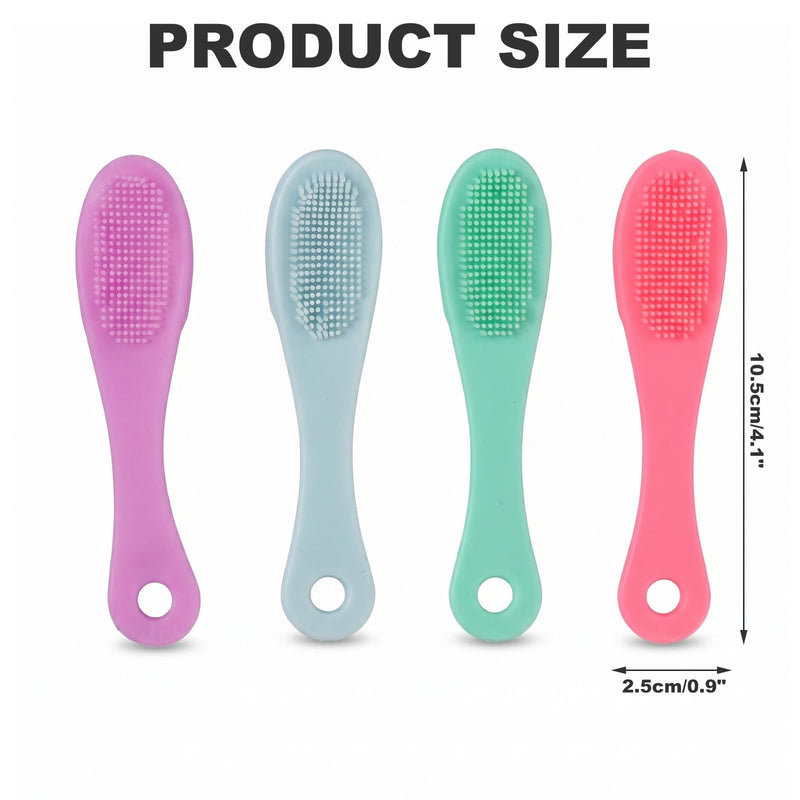 4Pcs Silicone Cat Toothbrush and Cat Chin Brush, Soft Pet Finger Scrubber for Cats Chins Cleaner, Dental Care Kit for Kittens Puppies and Small Animals (Purple, Green, Blue, Pink)