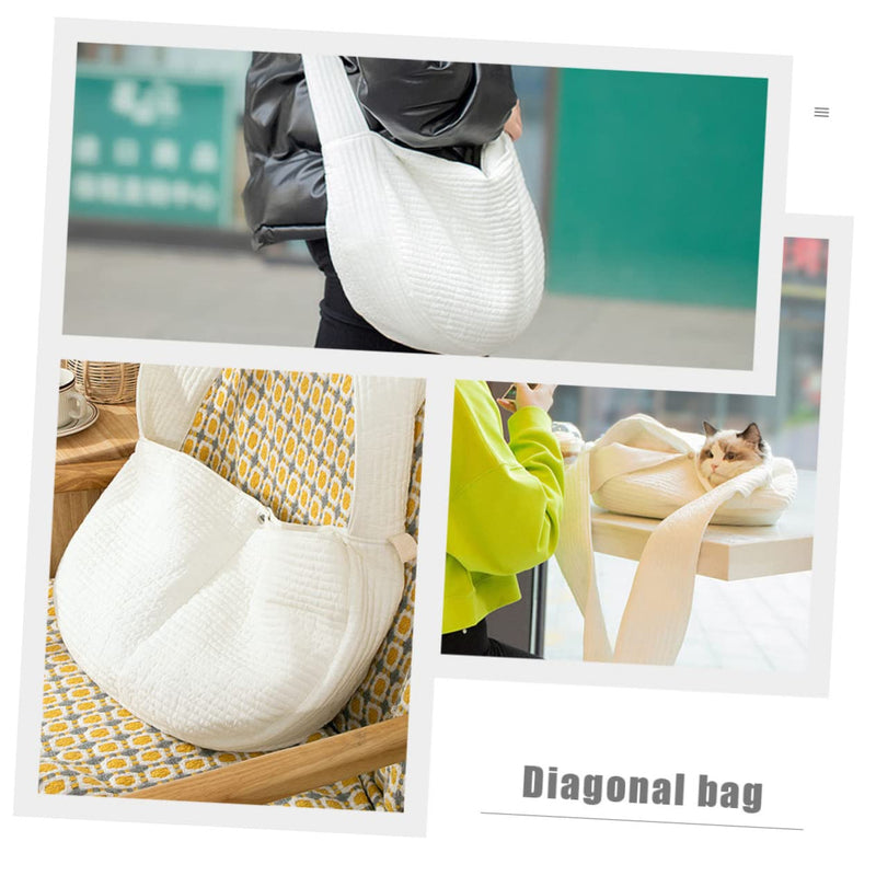 Breathable Canvas Pet Carrier Bag for Kittens Puppies Cross-Body Outdoor Pet Carrying Pouch Comfortable and Lightweight Kitten Storage Bag 43X29X11CM White - BeesActive Australia