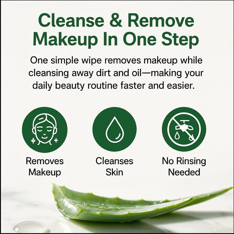 Global Beauty Care Aloe Vera Waterproof Makeup Remover Face Cleansing Wipes | Supports Hydrates Skin, Removes Waterproof Makeup, Lifts Oil & Dirt, Vitamins A, C & E, All Skin Types, 120 Wipes (4-Pack) 30 Count (Pack of 4)