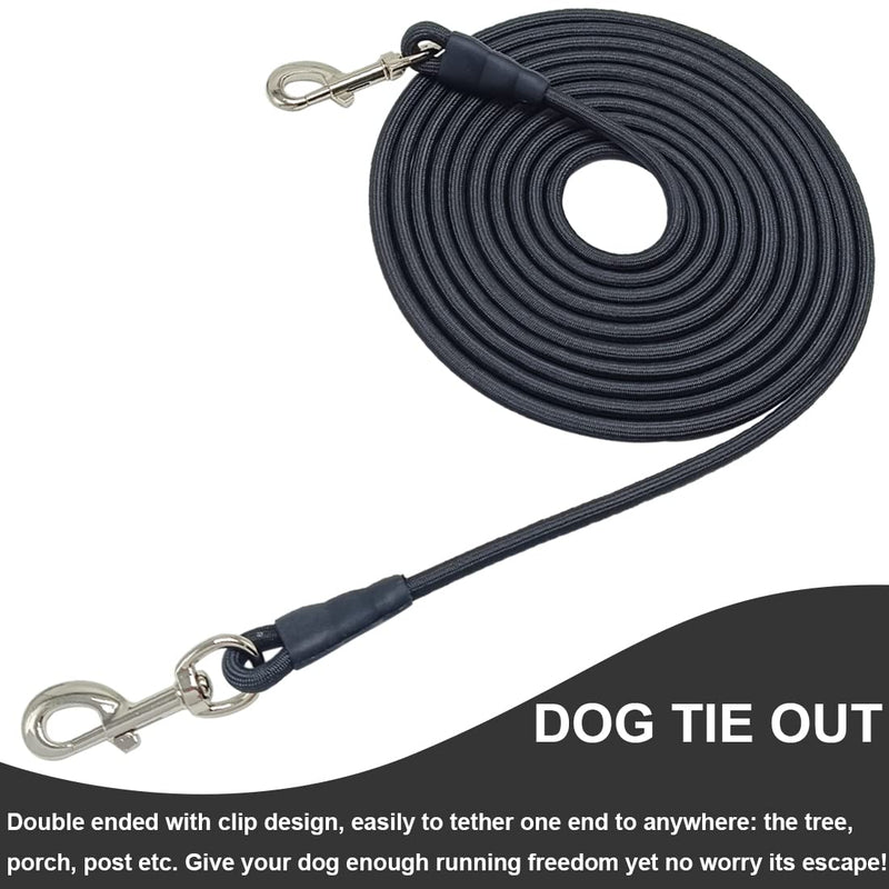 Tie Out Rope Dog Leash, 8-10-13-15-20-25-30-35-40-45-50FT Heavy Duty Nylon Check Cord for Medium Large Dogs Indoor/Outdoor Playing Camping Backyard (Black, 3/8" x 20ft) black - BeesActive Australia