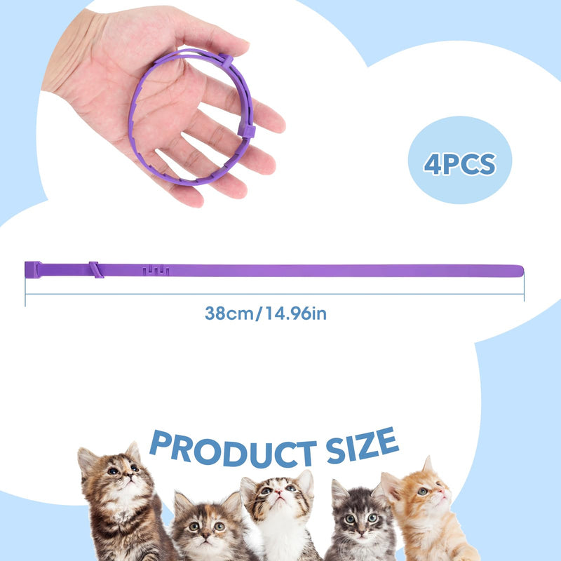 4 Pack Cat Anti-Stress Collar, Purple Anti-Anxiety Collar with Natural Pheromones with Adjustable Size, Anxiety Relief Collars, Lasts 30 Days, for Small and Large Cats - BeesActive Australia