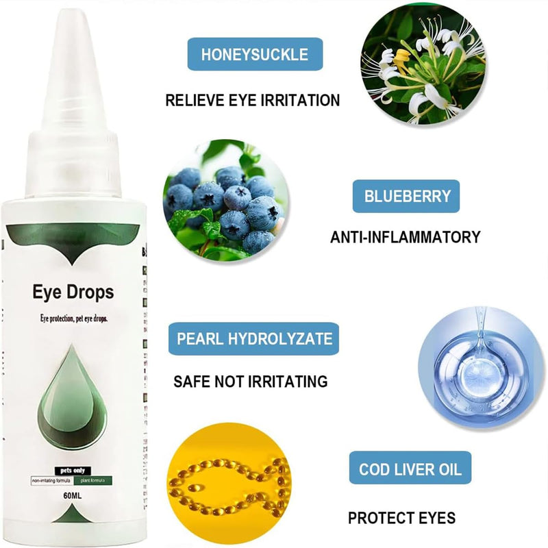 VEZE Eye Drops for Dogs, Dog Eye Drops & Cats, Gentle Dog Eye Infection Treatment, Relieves Dog Eye discomfort，Dog Eye Wash Relief Allergies Symptoms and Help Tear Stain Remover. - BeesActive Australia