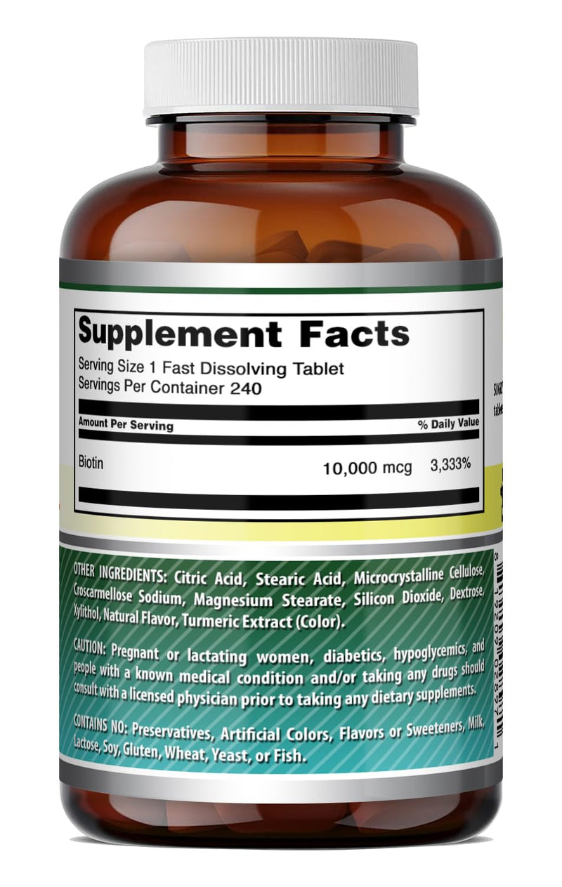 Amazing Formulas Biotin (Vitamin B7) 10,000 Mcg | Fast Dissolve Tablets Supplement | Citrus Flavor | Non-GMO | Gluten-Free | Made in USA (1 Pack | 240 Count) Citrus | 240 Count 1 Count (Pack of 1)