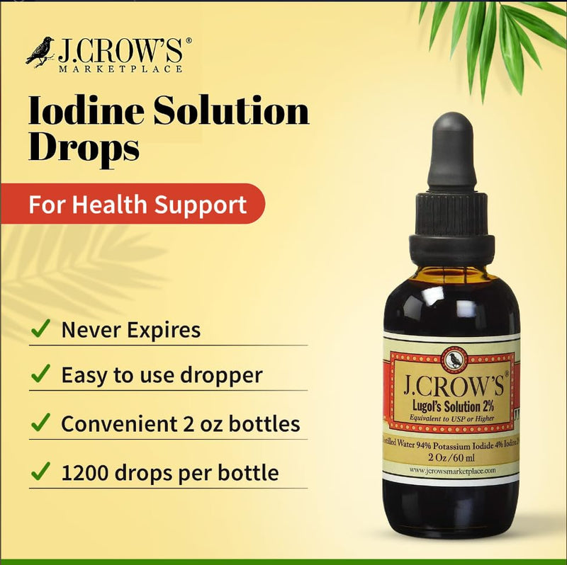 J.CROW'S¬Æ Lugol's 2% Iodine Solution & 'Folk Medicine' Book Bundle: Essential Iodine Formulation Since 1829 Paired with a New England Almanac of Natural Health Care Knowledge - BeesActive Australia
