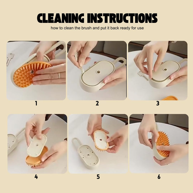 Cat Steam Brush - 3 in 1 Cat Steamy Brush, Steamy Silicone Massage Grooming Brush for Cat and Dog, Steamer Brush for Massage, Tangled And Hair Loss Remover (Cream) Cream - BeesActive Australia