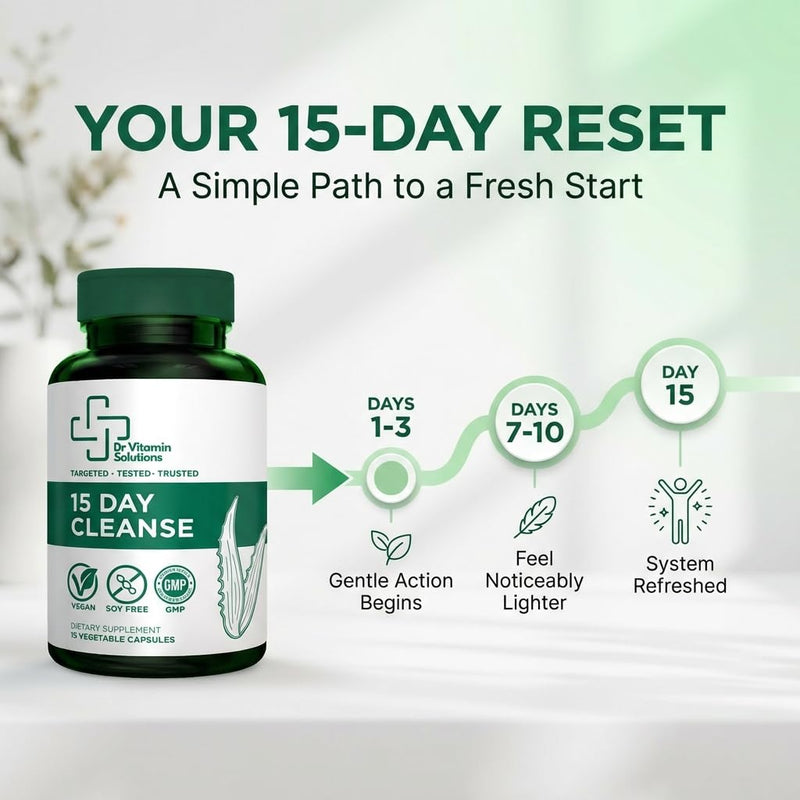 15 Day Colon Cleanse & Detox for Women and Men - Gentle Gut Cleanse | Bloating, Constipation Relief, Senna, Aloe Vera, Psyllium Husk, Probiotics, Vegan, Non-GMO, USA Made, Soy-Free, 15 Capsules 15 Count (Pack of 1)