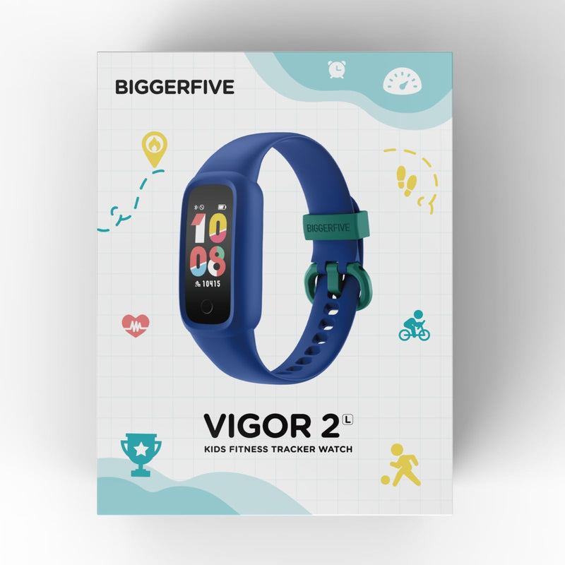 BIGGERFIVE Vigor 2 L Kids Fitness Tracker Watch for Boys Girls Ages 5-15, Activity Tracker, Heart Rate Sleep Monitor, IP68 Waterproof, Pedometer, Calorie Step Counter Watch, Blue - BeesActive Australia