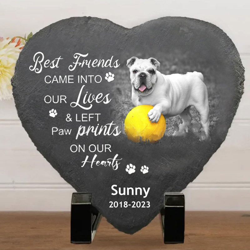Animal gravestone, slate memorial stone, gravestone dog cat, memorial plaque gravestone, animal memorial stone in heart shape, diameter 20cm (does not support custom patterns) - BeesActive Australia