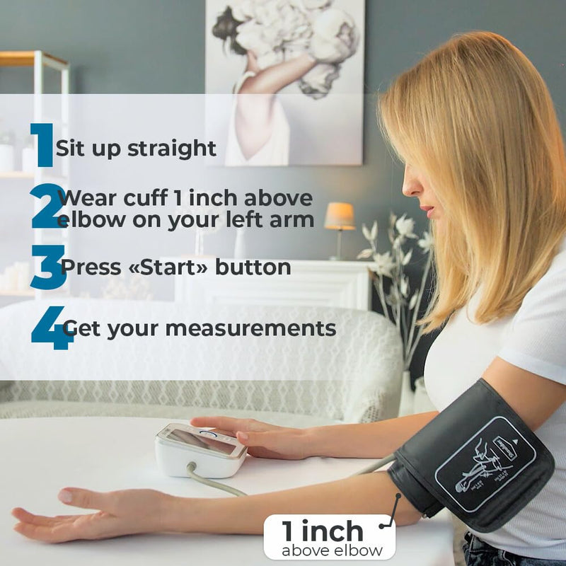 Paramed Blood Pressure Monitor - Bp Machine - Automatic Upper Arm Blood Pressure Cuff 8.7-16.5 inches - Large LCD Display 120 Sets Memory - Device Bag & Batteries Included 1 Count (Pack of 1)