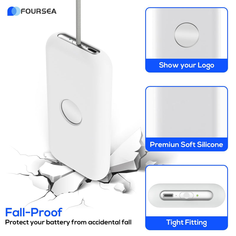Soft Silicone Case Cover for Vision Pro Battery Pack Case - Convenient Battery Holder - Vision Pro Accessories Case for VR Headset - Silicone Protector for Vision Pro Battery (White) White - BeesActive Australia