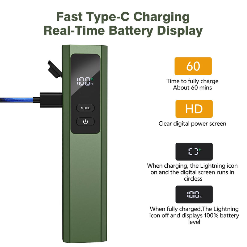 EDC Flashlight 4 in1 Magnetic Flashlight High Lumens Work Light with Green Beam & UV & Warning Light Combo EDC Flashlight Rechargeable LT-010 (Green) - BeesActive Australia