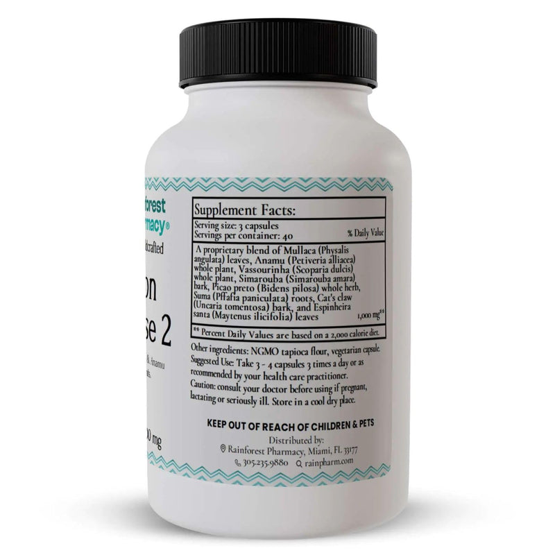 Rainforest Pharmacy N-Tense (2) Wildcrafted Amazon Rainforest Herbal Supplement to Support Cellular Health 500mg | 120 Vegetable Capsules with Mullaca, Anamu, Cat’s Claw, Suma