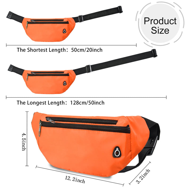 Fanny Pack for Women Men,Crossbody Fanny Pack Water Resistant Sports Waist Bag Pack, Belt Bag for Travel Hiking Running 2pack-black/orange