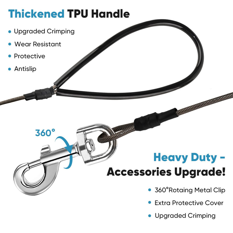 Petbobi Chew Proof Dog Leash - 6FT Metal Cable with Comfortable Padded Handle, Heavy Duty Dog Leashes for Walking Training Jogging, Brown Lead Rope for Large Medium Dogs Teething Puppies, 1pc 6ft/1pc - BeesActive Australia
