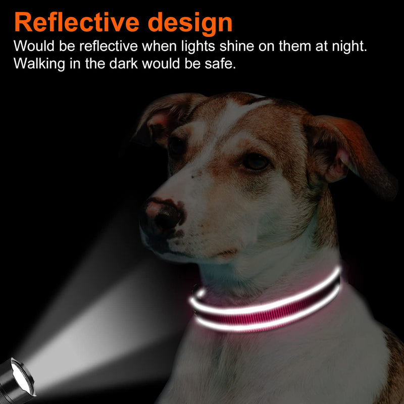 Joytale Reflective Dog Collar,Soft Neoprene Padded Breathable Nylon Pet Collar Adjustable for Large Dogs,Hotpink,L Large (Pack of 1) Hotpink - BeesActive Australia