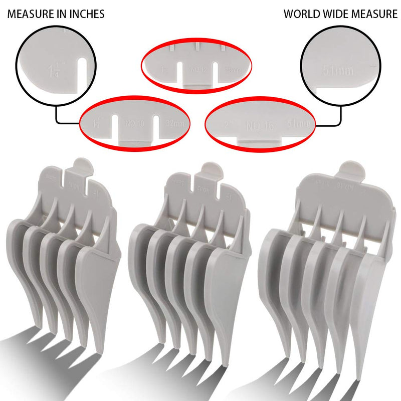 Professional Hair Clipper Combs Guides, Hair Clipper Guards 1 & 1/4" 1 & 1/2" 2", Mega NO.16 NO.12 NO.10 fits for most Wahl Clippers (NO.10+NO.12+NO.16, White) 3 Count (Pack of 1) - BeesActive Australia