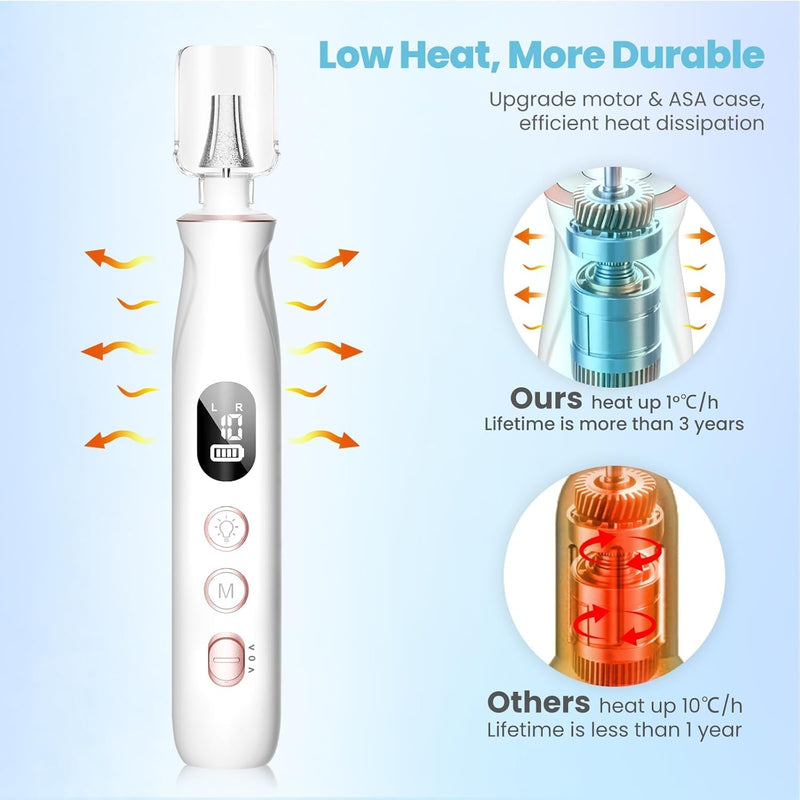 Professional Nail Drill Kit: Electric Nail File with LCD & Lamp, Long-Lasting Thick Toenail Grinder, Rechargeable & Cordless Toe Nail Dremel Tools for Women & Men Manicure and Pedicure Gifts Pro White - BeesActive Australia