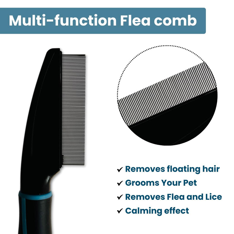 Professional Flea Comb for Dogs & Cats - Efficient Pet Grooming Tool for Flea, Lice Removal - Stainless Steel Metal Comb for dogs & Cats with Comfort Grip Handle - Ideal for Long & Short Hair - BeesActive Australia
