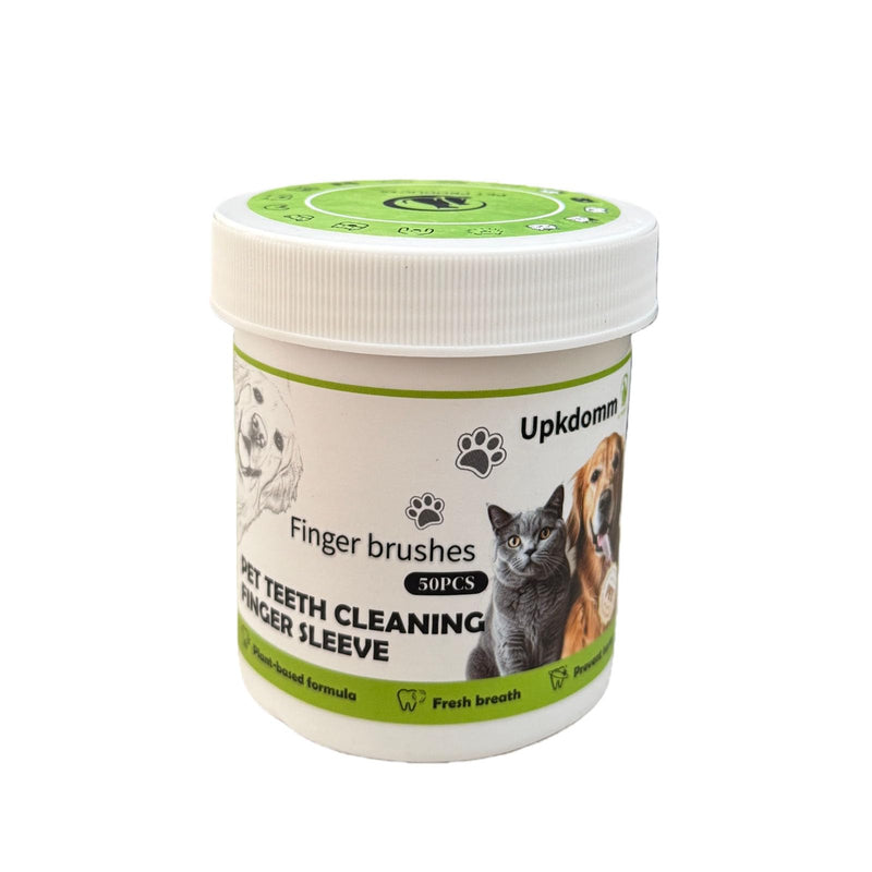 Upkdomm Finger Brushes for Pet Dental Care, Teeth Cleaning Finger Wipes for Dogs & Cats, Reduces Plaque and Freshens Breath, Removes Tartar, Disposable Pet Teeth Wipes 50pcs