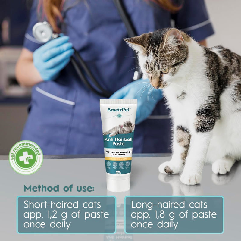 AmeizPet Malt Paste for Cats Antihairball, Cat Pastes with Malt Extract - Cat Malt Agent Against Hairballs with Taurine and Cheese, 2 Pieces x 100g (3.52 Oz) - BeesActive Australia