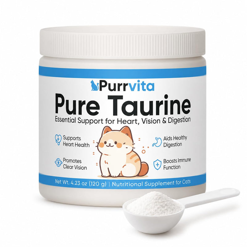 Taurine for Cats, 4.23 oz / 120g, Cat Taurine Supplement, Essential Amino Acid Support for Heart, Vision, Digestion & Daily Wellness, Easy-Mix Powder with Scoop
