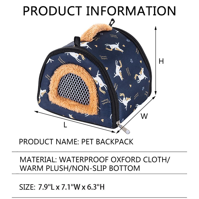 ZYYRSS Small Animals Carry Bag, Rat Sugar Glider Small Guinea Pigs Rat Chinchillas Hamster Hedgehog Carry Bag for Outdoor Travel, Breathable Hanging Carry Bag (Dark Blue) Dark Blue - BeesActive Australia