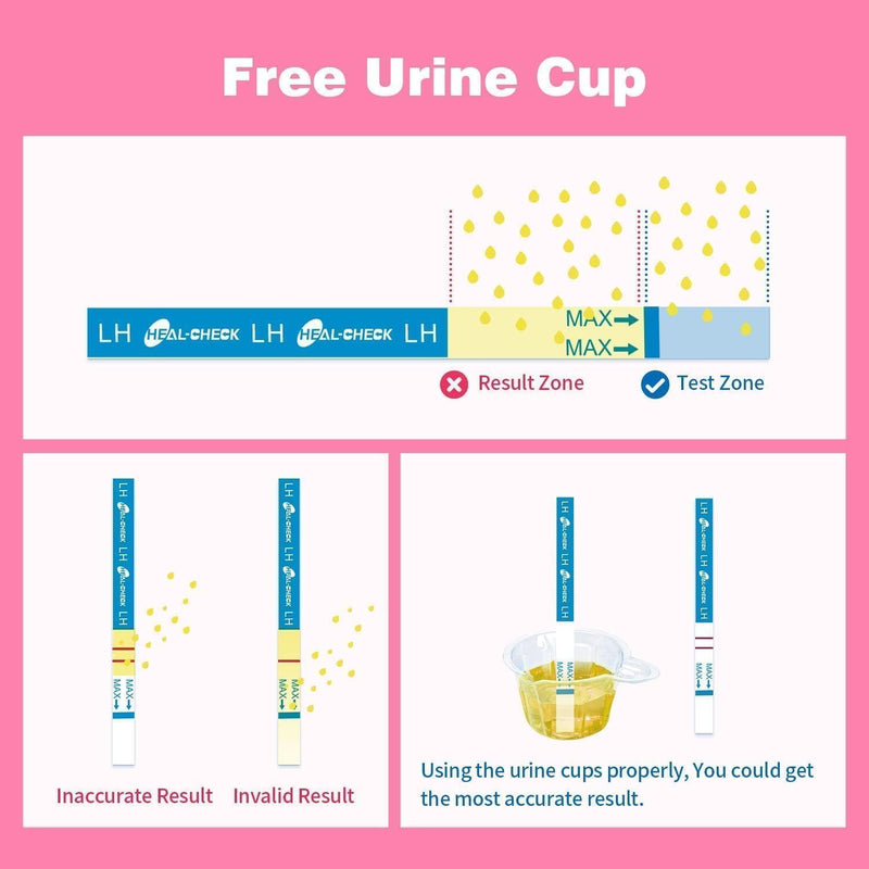 HEAL-CHECK 25 Count Ovulation Test Strips with Cups, Bulk Ovulation Test Strips for Women, Ovulation Predictor Kit, Accurate Fertility Tests for Home, Individually Wrapped 5mm LH - BeesActive Australia