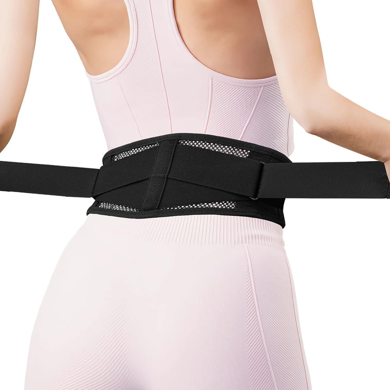 Slim & Narrow Back Brace for Lower Back Pain Women and Men, Lightweight & Thin Back Support Belt for Sciatica, Herniated Disc Relief, Breathable Lumbar Support Belt with Dual Adjustable Compression-M M(Waist:32"-42'') - BeesActive Australia