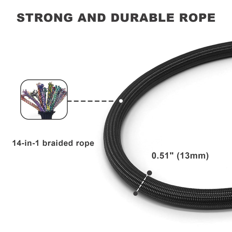 Rope Dog Leash, 4 ft Heavy Duty Dog Leash with Aviation Aluminum Auto Locking Carabiner, Strong Nylon Dog Lead for Small, Medium, Large Dogs (Black, 4FT) Black - BeesActive Australia